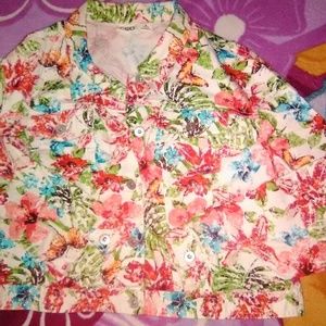 COLORFUL BEAUTIFUL FLOWER VEST TYPE BUTTON JACKET